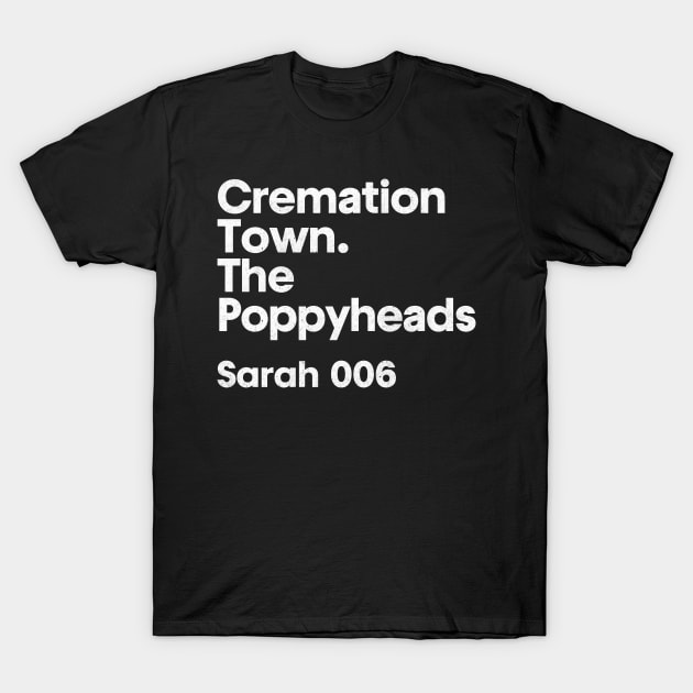 Sarah 006 - Cremation Town - Minimalist Fan Design T-Shirt by saudade